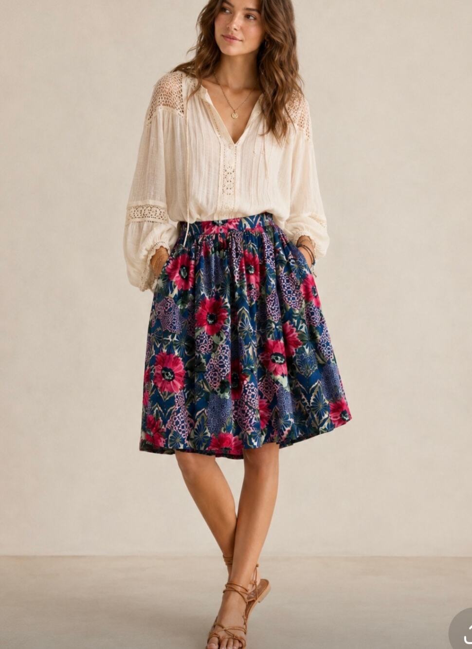 Abercrombie and Fitch midi colorful floral patchwork Cottagecore skirt boho S